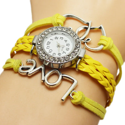 Reloj Pulsera Doble Corazón Tejido Multicapa - Acero Aleado - Image 6