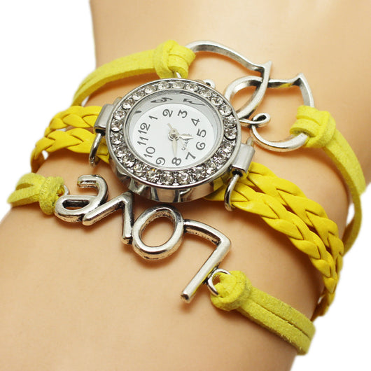Reloj Pulsera Doble Corazón Tejido Multicapa - Acero Aleado - Image 6
