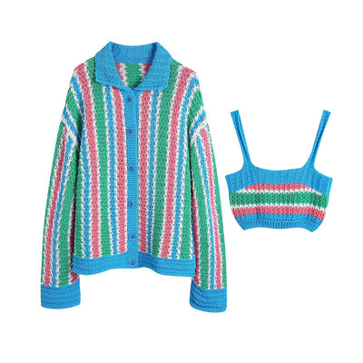 Chaqueta Suéter Tejido a Rayas para Mujer - Image 13