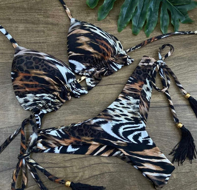 Bikini Estampado Leopardo con Calavera y Corte Asimétrico - Image 4