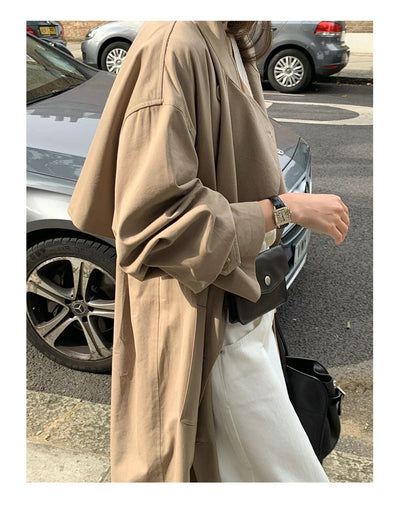 Abrigo Trench Largo Elegante con Cuello de Pie y Corte Slim - Image 29