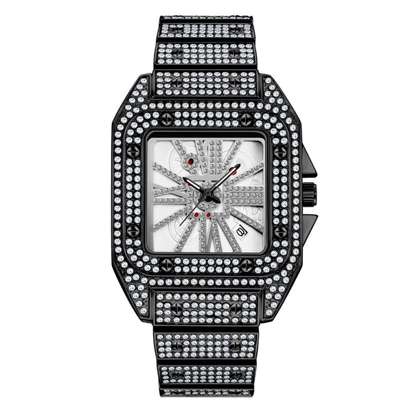 Reloj Hombre Hip Hop Diamantes Esfera Grande Cuarzo