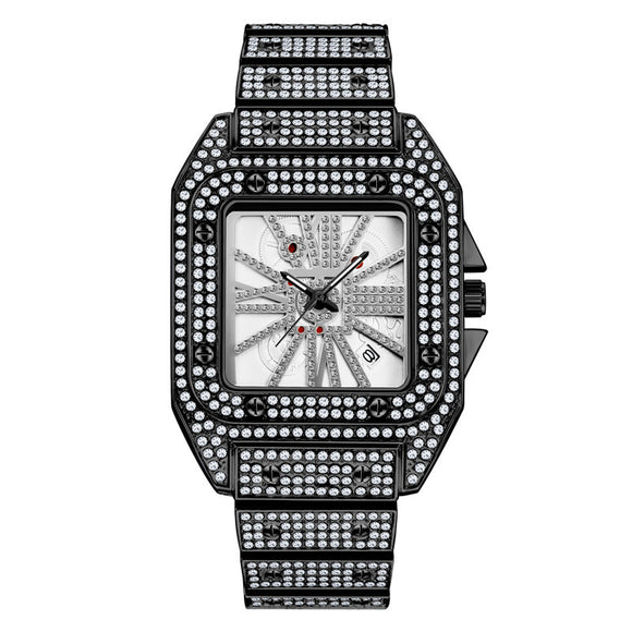 Reloj Hombre Hip Hop Diamantes Esfera Grande Cuarzo