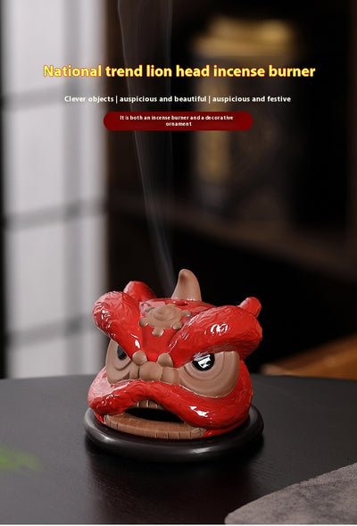 Quemador de Incienso Cerámica Cabeza de León - Dios Bestia Decorativo - Image 7