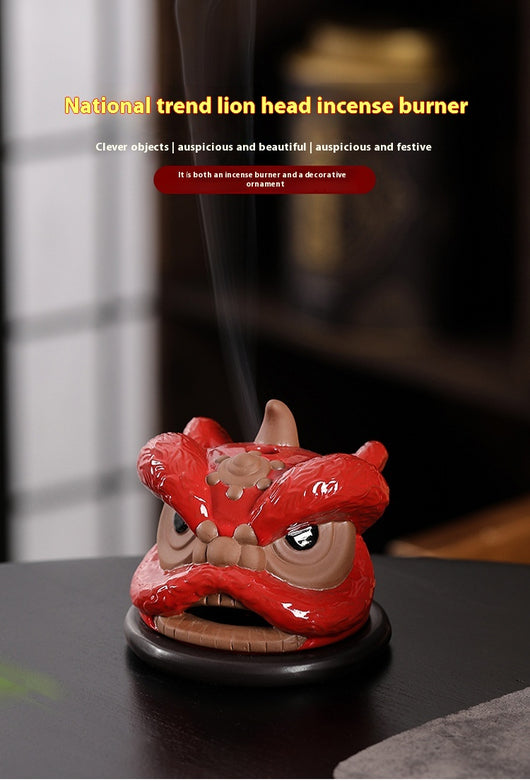 Quemador de Incienso Cerámica Cabeza de León - Dios Bestia Decorativo - Image 7