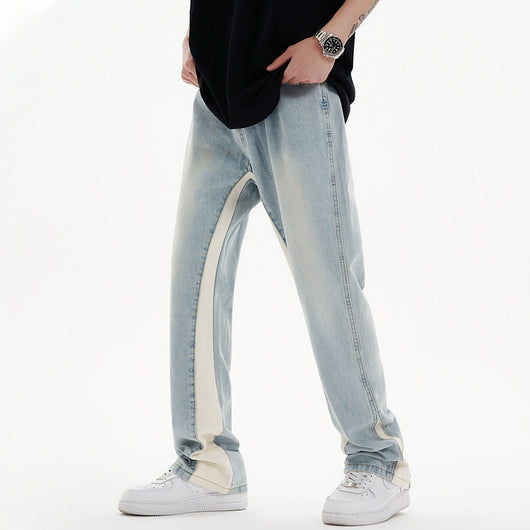 Pantalones Vaqueros Casuales con Diseño Patchwork para Hombre - Image 5