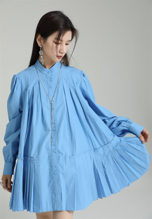 Vestido Camisero Plisado Manga Larga Diseño Exclusivo - Image 47