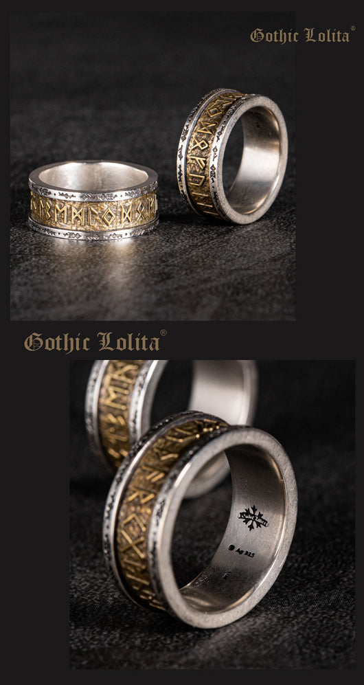 Anillo de Cobre con Runas Vikingas e Incrustación de Plata para Hombre - Image 7