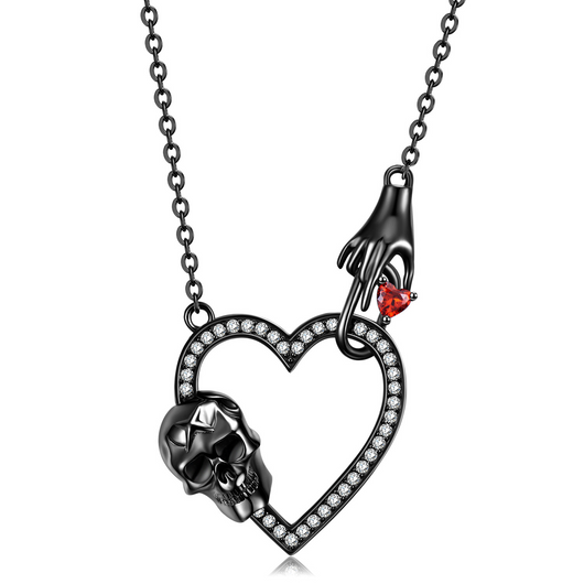 Collar Cadena Suéter Calavera Amor Plata 925 Oro Negro - Image 4