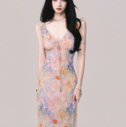 Vestido Largo Escote V Flores con Tirantes - Estilo Playa Vacacional - Image 13