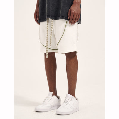 Shorts de Algodón Terry Blanco Puro con Cordón Ajustable para Hombre - Image 9