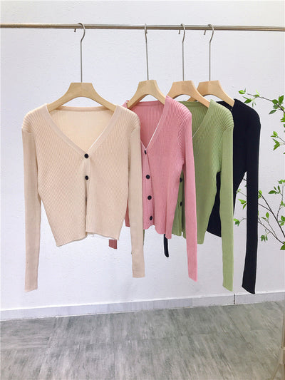 Cardigan Tejido Falsa Dos Piezas Mujer Cuello V Manga Larga - Image 44