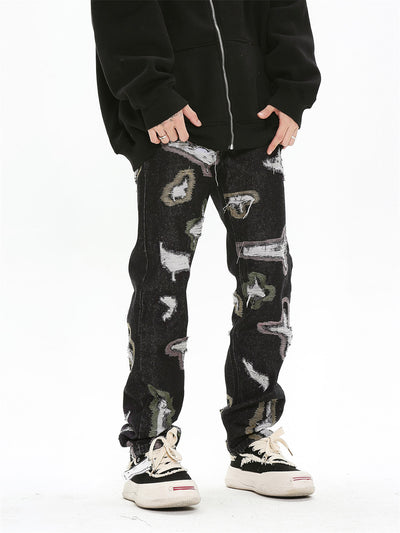 Jeans Rotos con Bordados y Contraste de Colores Estilo Americano - Image 7