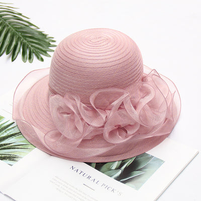 Sombrero de Encaje Plegable con Ala Ancha Protección Solar - Estilo Coreano