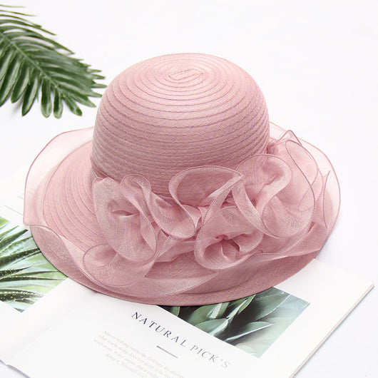 Sombrero de Encaje Plegable con Ala Ancha Protección Solar - Estilo Coreano