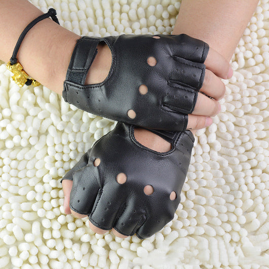 Guantes de Cuero Medio Dedo Ahuecados para Hombre - Image 2