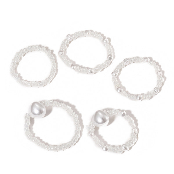 Anillo de Perla Blanca con Cuentas de Arroz para Mujer - Image 4