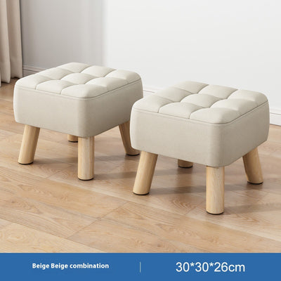 Taburete de Madera Maciza Minimalista con Tapizado - Image 19