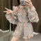 Jumpsuit Elegante de Encaje Floral con Manga Larga y Cintura Alta