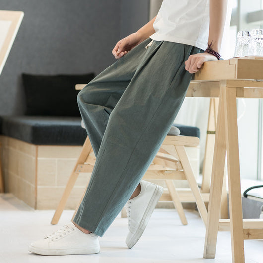 Pantalones Casuales de Algodón y Lino Hombre - Corte Recto Relajado - Image 5