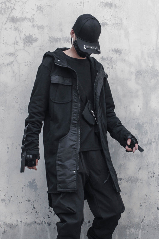 Abrigo Trench Patchwork Retro Dark con Capucha Original - Image 4
