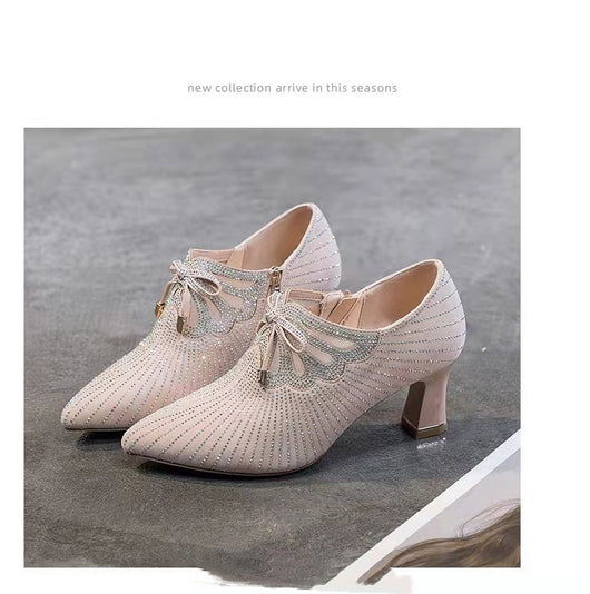 Zapatos de Tacón Alto Británicos con Lazo y Punta Fina Adornados en Cristales - Image 7