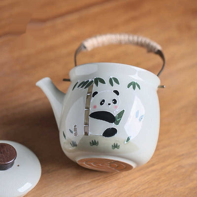 Tetera Kung Fu Panda Pintada a Mano con Asa de Lazo - Juego de Té Tradicional Grande - Image 3