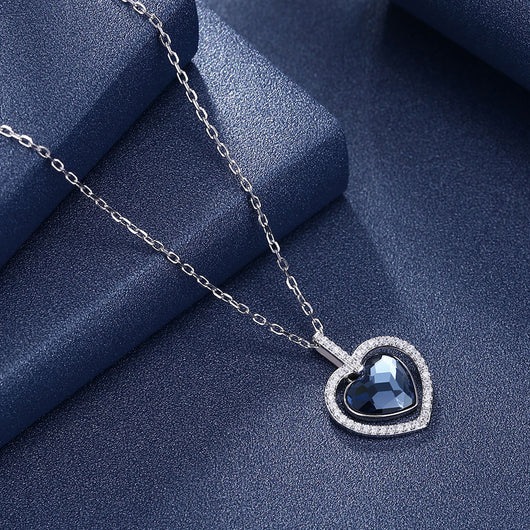 Collar de Cristal para Mujer con Corazón de Diamante en Plata Esterlina S925 - Image 4