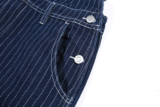 Pantalón Peto Vaquero Vintage a Rayas para Hombre - Estilo Cowboy Clásico - Image 11