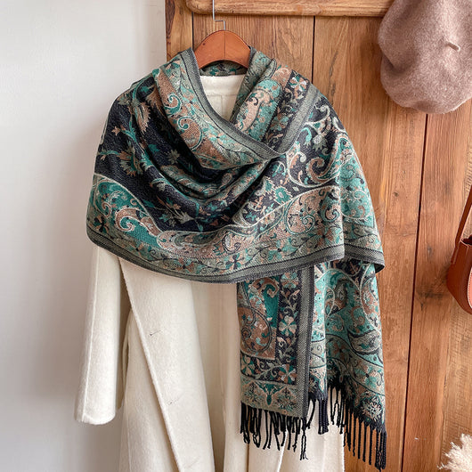 Pashmina Étnica Gruesa con Borlas - Bufanda Térmica Abrigadora - Image 20