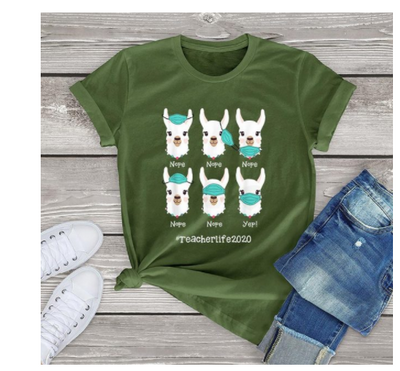 Camiseta de Algodón Estampada de Manga Corta