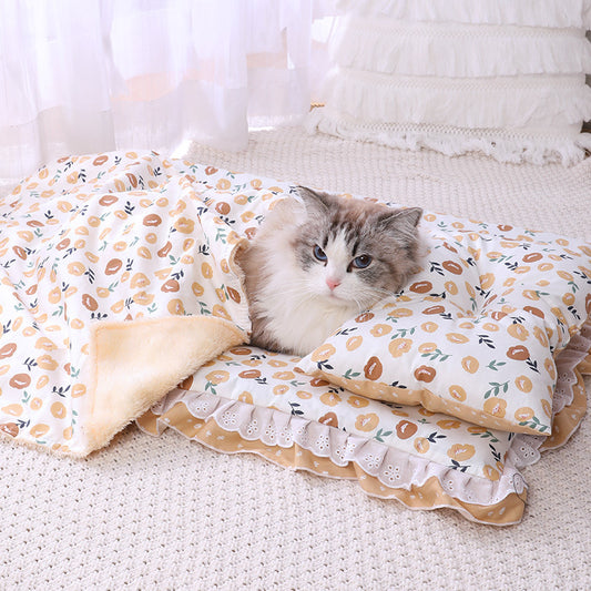 Cama Acolchada Tres Piezas para Gatos y Perros - Colchoneta de Algodón Premium - Image 2