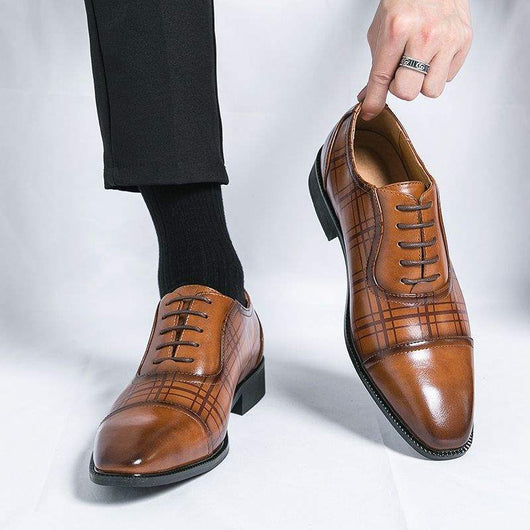 Zapatos de Cuero Ejecutivos Estilo Británico Punta Cuadrada Transpirables - Image 4