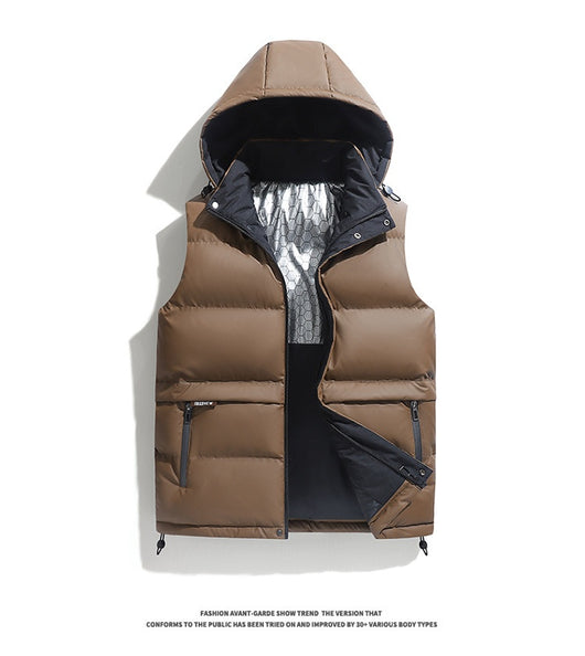 Chaleco Acolchado con Capucha para Hombre - Diseño Sólido Cálido - Image 12