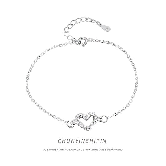 Pulsera Tobillera de Plata Esterlina 925 con Diamante Love - Image 2