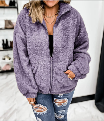 Cardigan Holgado de Felpa con Cierre para Mujer - Image 5