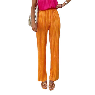 Pantalón Ancho Cintura Alta con Aberturas Laterales en Tono Naranja Amarillento - Image 10