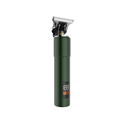 Red portable electric hair clipper with a digital display showing '188' and 'POWER LEFT', featuring a precision steel blade. - Image 3
