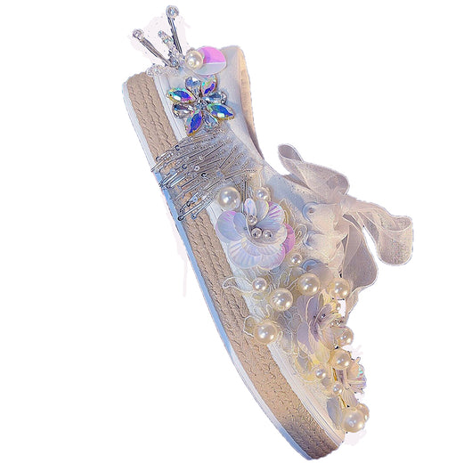 Zapatos Casuales de Lona para Mujer con Perlas y Strass Primavera - Image 10
