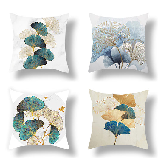 Funda de Almohada Terciopelo Melocotón con Estampado Ginkgo - Image 11