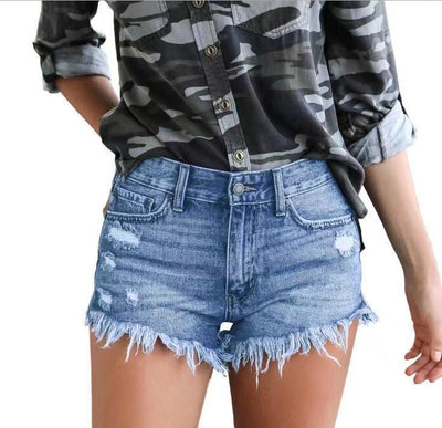 Shorts de Mezclilla Ajustados con Hebillas y Aberturas - Image 8