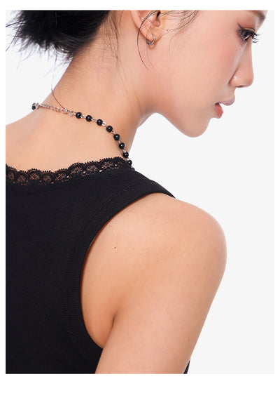Camisola Negra de Encaje con Cuello U - Top Slim Ajustado para Mujer - Image 13