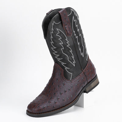 Botas Motociclista Western de Cuero Denim con Punta Cuadrada para Hombre - Image 18