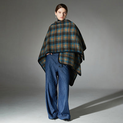 Chal Cuadriculado Azul para Mujer - Estilo Elegante y Versátil - Image 13