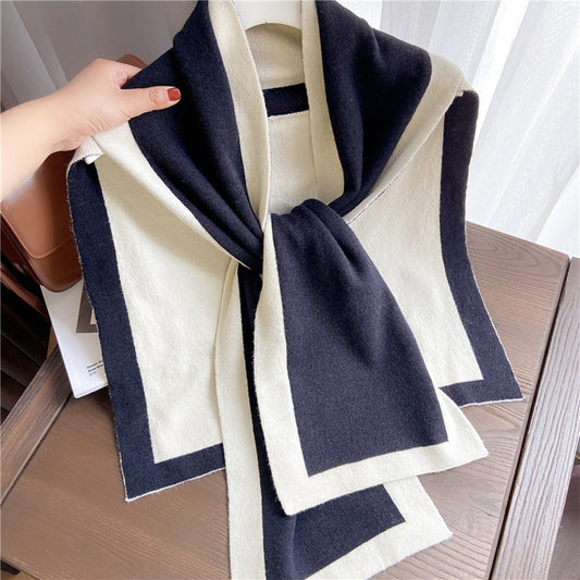 Pashmina de Hombros Anudados con Detalles en Contraste