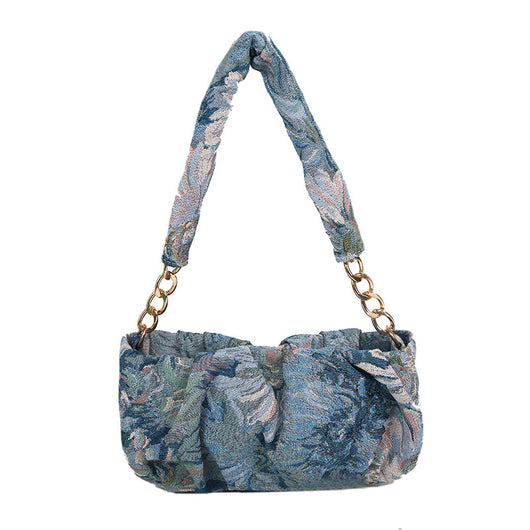 Bolso Bandolera Nube con Pintura de Flores Azules - Image 12
