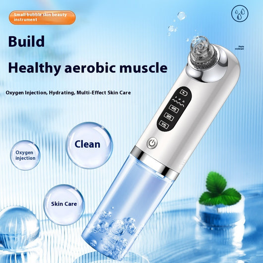 White and silver electric blackhead remover with clear water tank, purple suction head, and multiple probes. - Image 2
