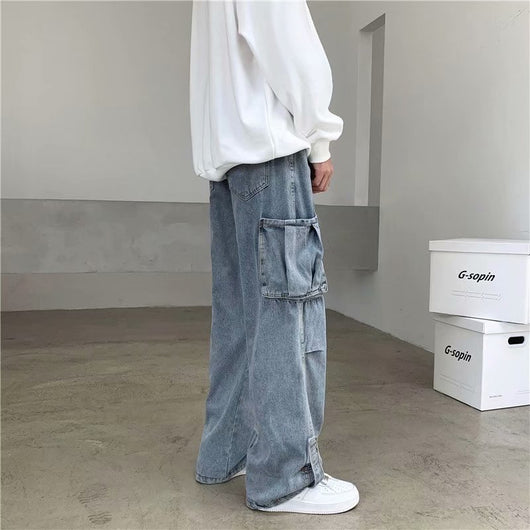 Jeans Rectos Sueltos Estilo Hong Kong para Hombre - Image 3