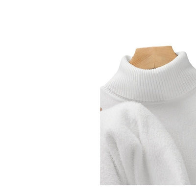 Suéter Cuello Alto Tejido Liso para Hombre con Detalles de Piel - Image 2