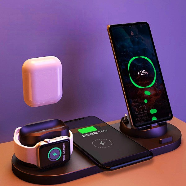 Estación de Carga Inalámbrica 6 en 1 para iPhone, Apple Watch y Dispositivos